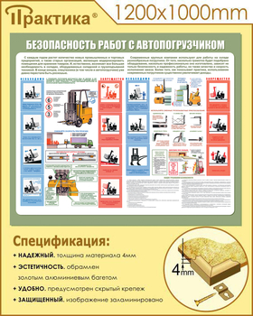 С38 Стенд безопасность работ с электропогрузчиком (1200х1000 мм, пластик ПВХ 3 мм, алюминиевый багет золотого цвета) - Стенды - Тематические стенды - ohrana.inoy.org