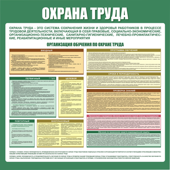 С06 Стенд организация обучения по охране труда (1000х1000 мм, пластик ПВХ 3мм, Прямая печать на пластик) - Стенды - Стенды по охране труда - ohrana.inoy.org