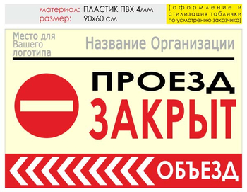 Информационный щит "объезд слева" (пластик, 90х60 см) t12 - Охрана труда на строительных площадках - Информационные щиты - ohrana.inoy.org